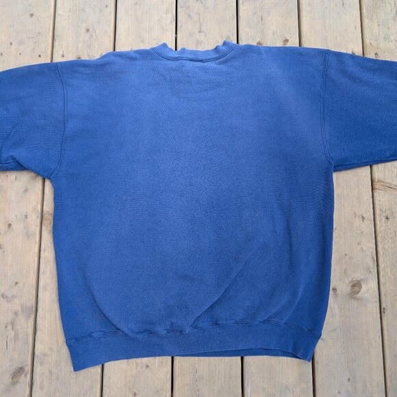 Vintage Nike Embroidered Swoosh Crewneck Sweatshirt Blue Made in USA L - Picture 5 of 6